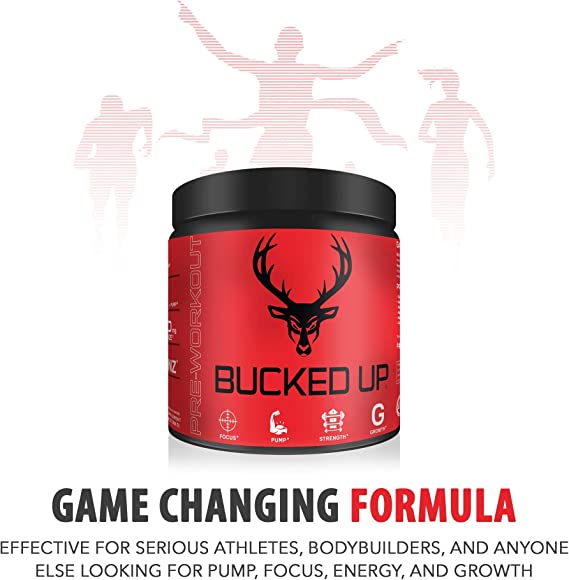 Bucked Up Pre Workout 6 Grams Citrulline, 2 Grams Beta Alanine, and 3 Other Registered trademarked Ingredients (Red Raz)